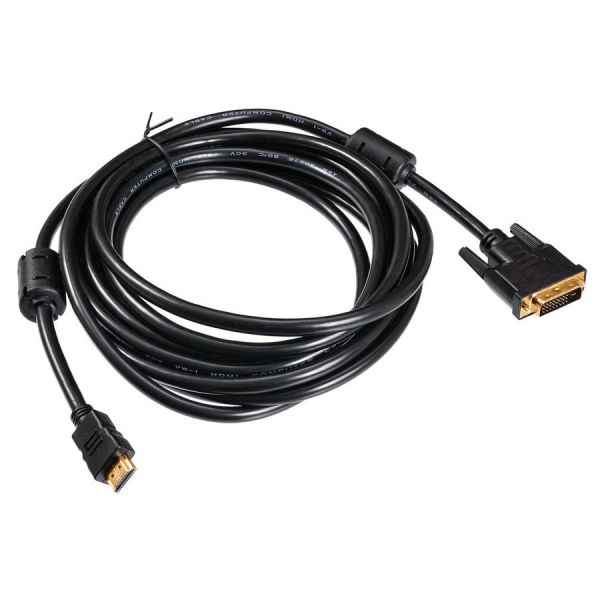 Кабель Buro HDMI-19M-DVI-D-5M HDMI (m) DVI-D (m) Интерфейсный черный 5 м