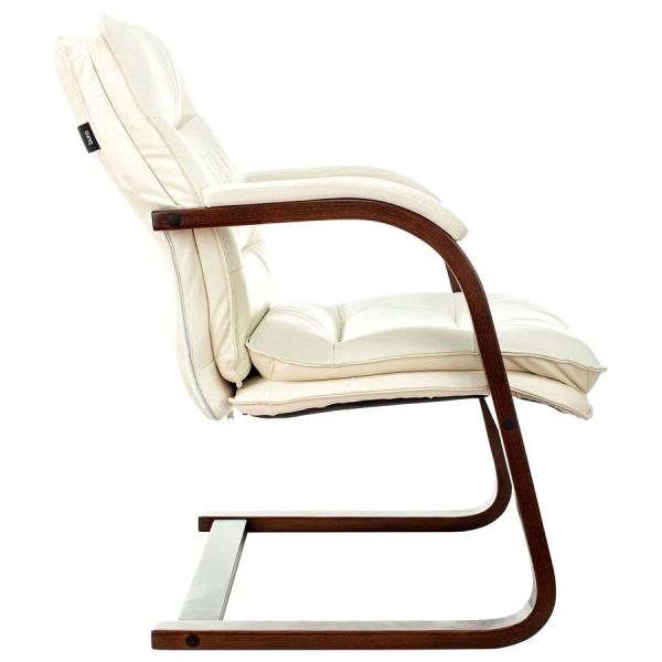 Кресло офисное Бюрократ T-9927WALNUT-AV на полозьях, кожа, слоновая кость